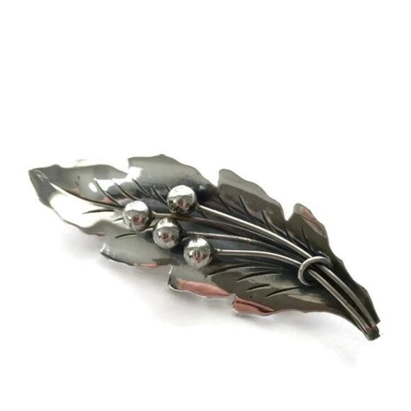 Vintage Taxco Sterling Silver Leaf Brooch by Dámaso Gallegos - Picture 1 of 7